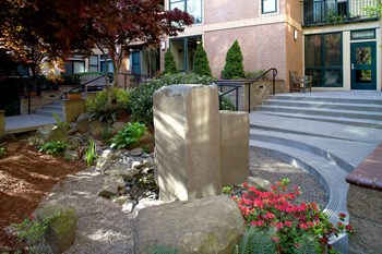 Exterior Water Feature at Collins Circle Apartments in Portland OR